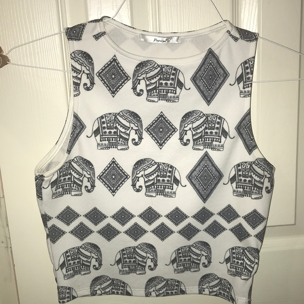 Elephant Print Crop Top